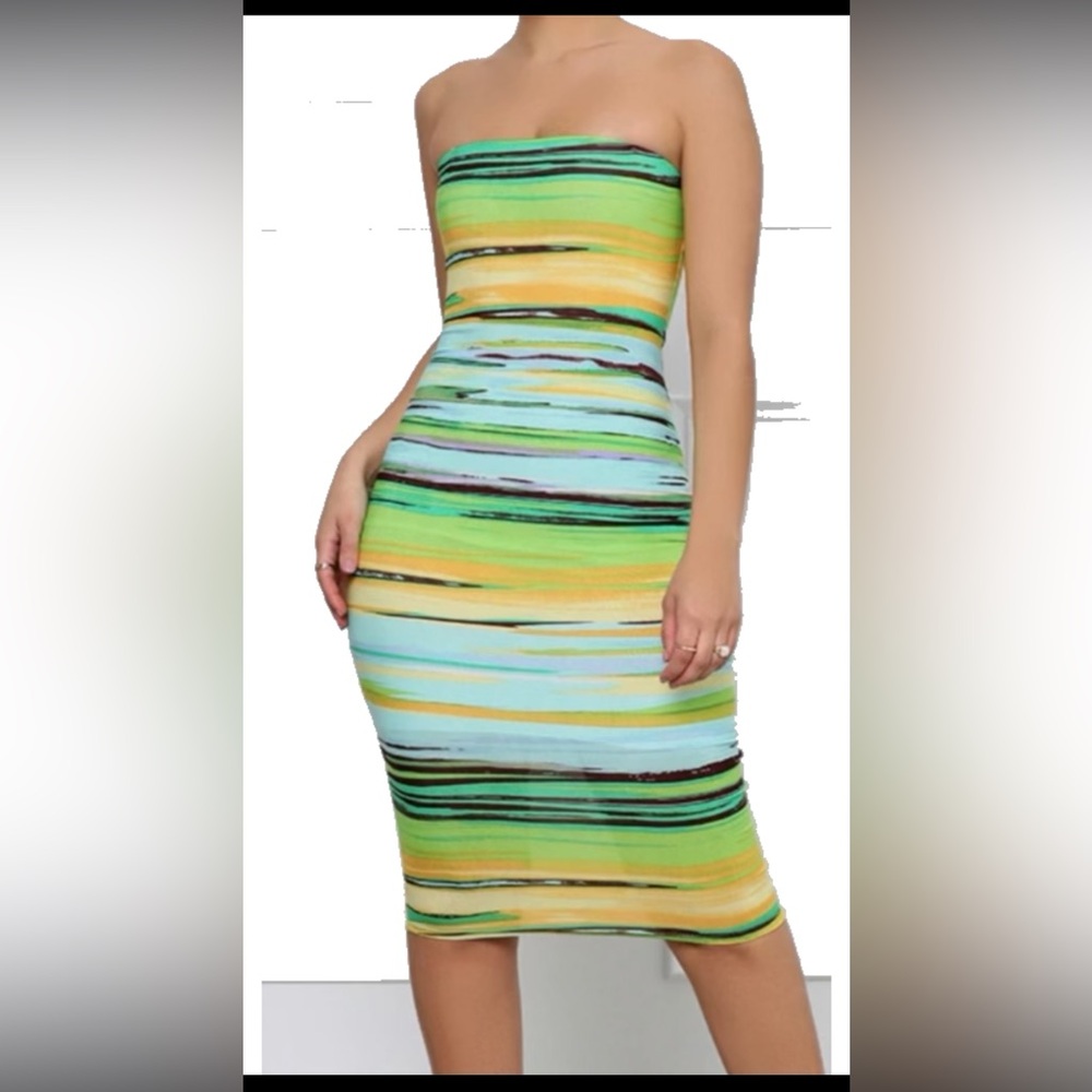 Vibrant Strapless Bodycon Dress New With Tags